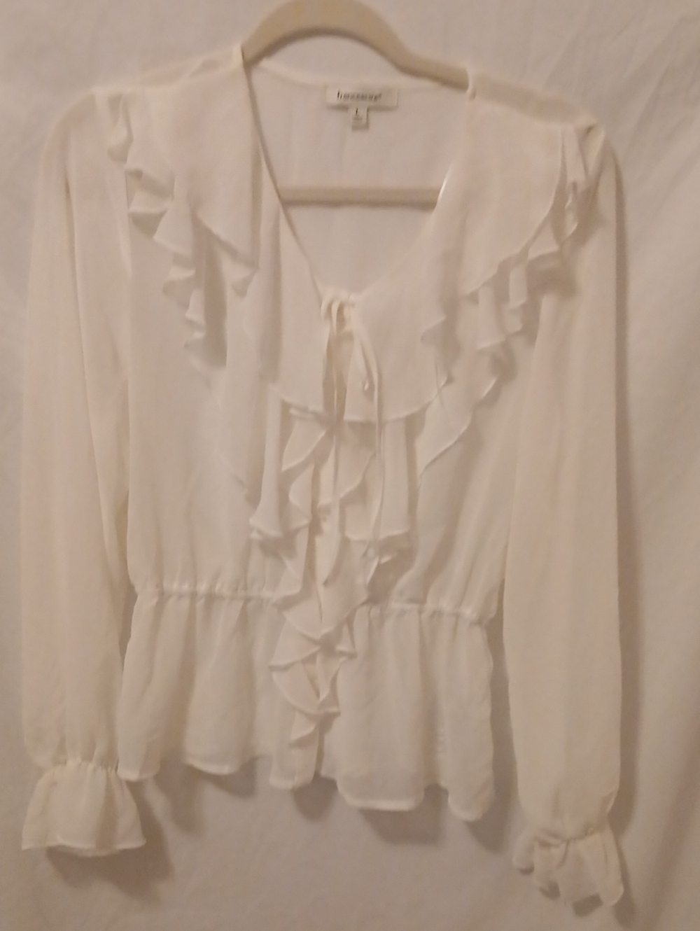 Francesca's   Ivory Ruffle Tie-Front Peplum Blouse